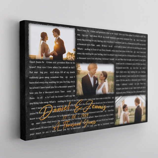 Custom Photo Name Date, Song Lyrics Landscape Canvas