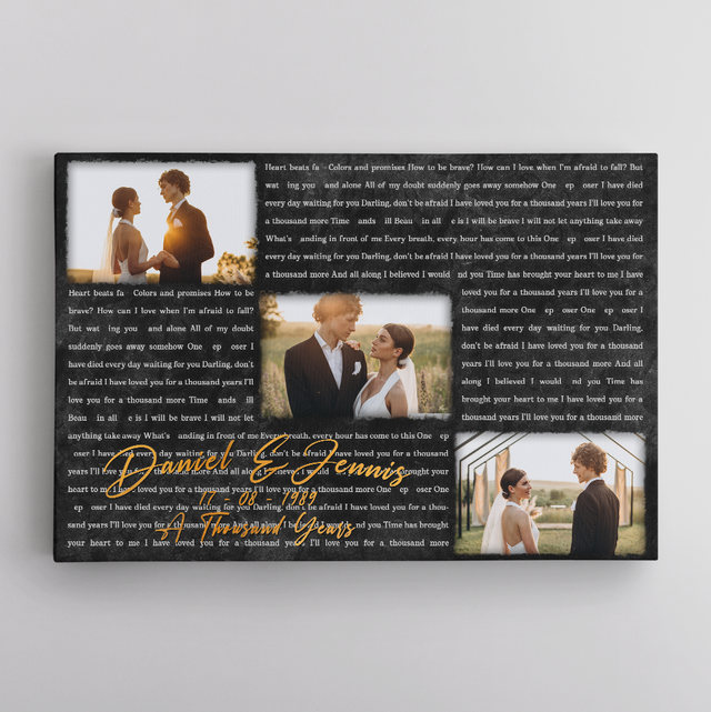 Custom Photo Name Date, Song Lyrics Landscape Canvas