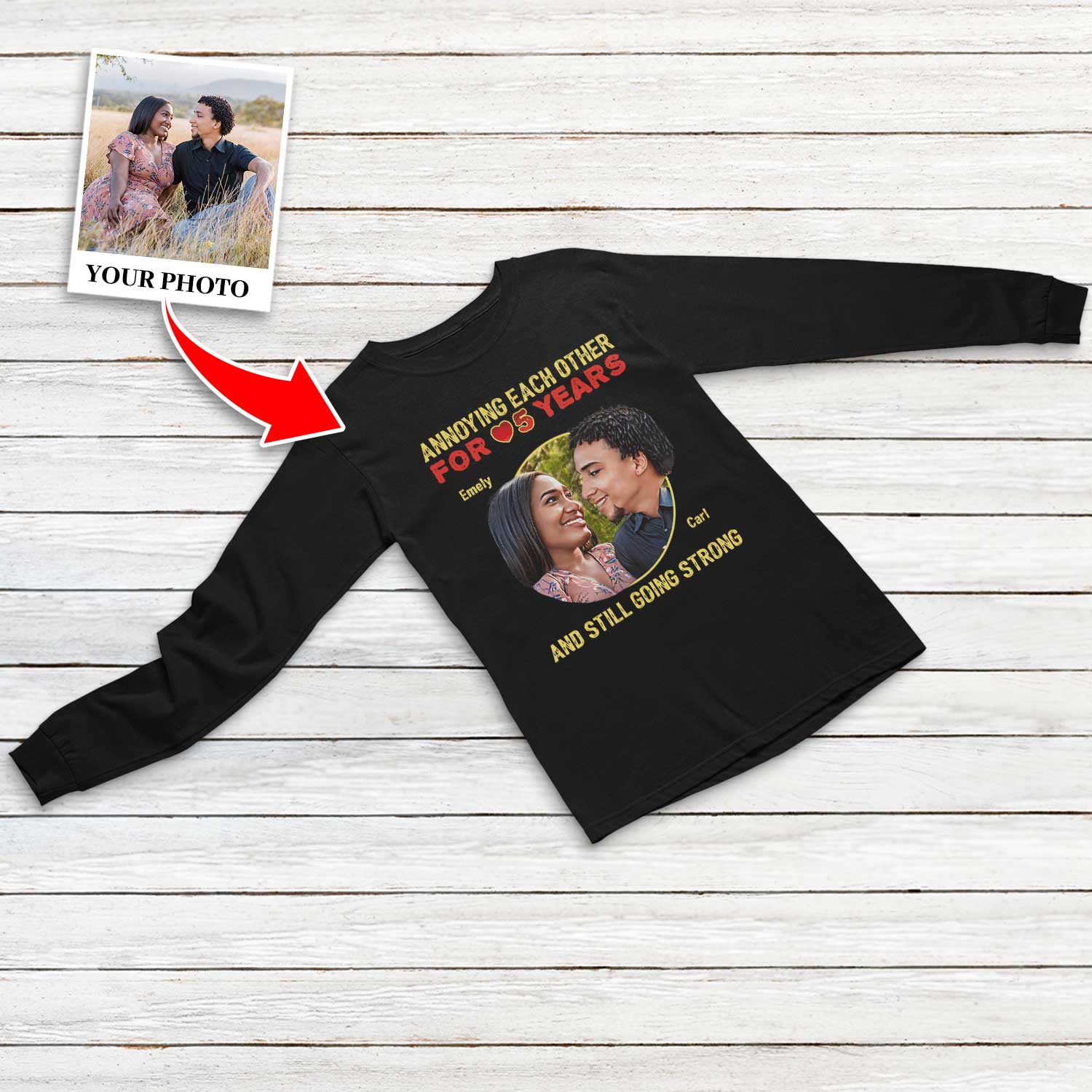 Gift For Couple, Custom Portrait From Photo, Annoying Each Other And Still Going Strong, Personalized Name And Text, Tshirt