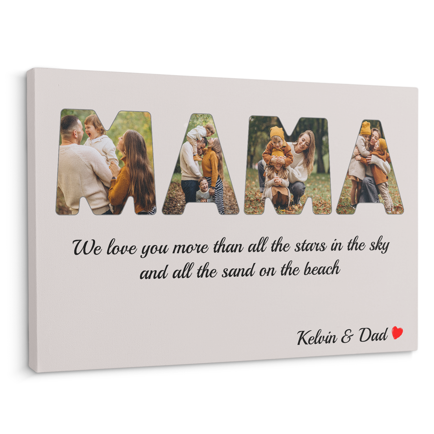 Mama Custom Photo - Customizable Light Grey Background Canvas