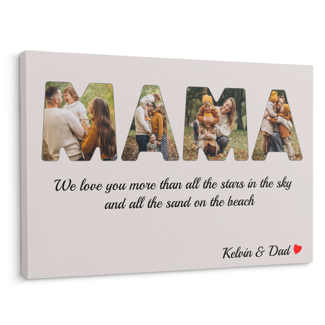 Mama Custom Photo - Customizable Light Grey Background Canvas