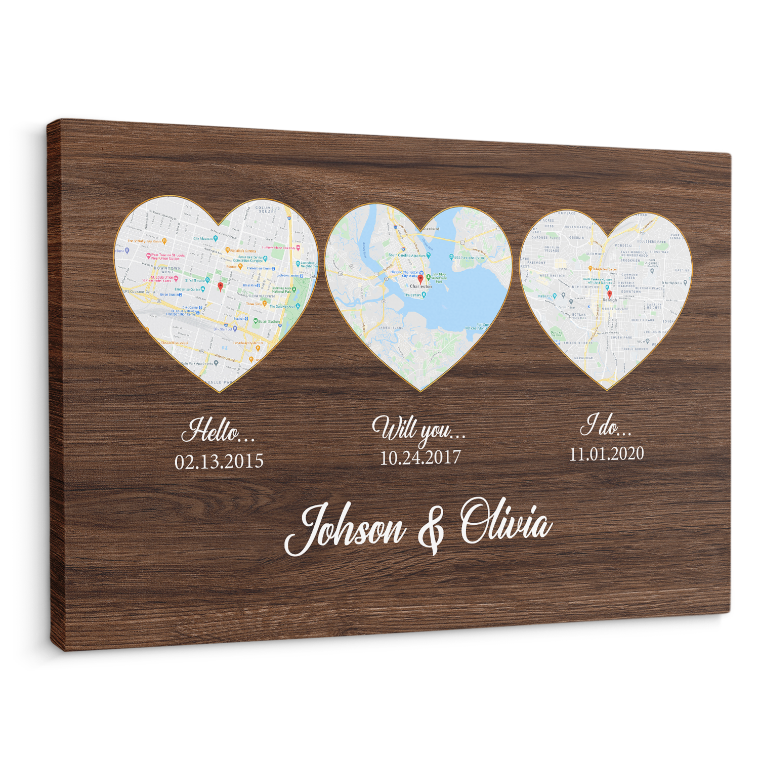 Hello Will You I Do Custom Map Print And Text Wood Background Canvas