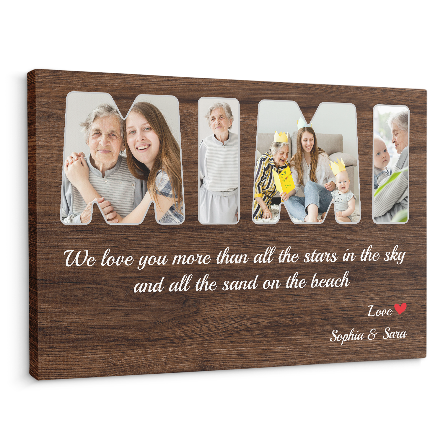 MiMi Custom Photo - Customizable Dark Wood Background Canvas