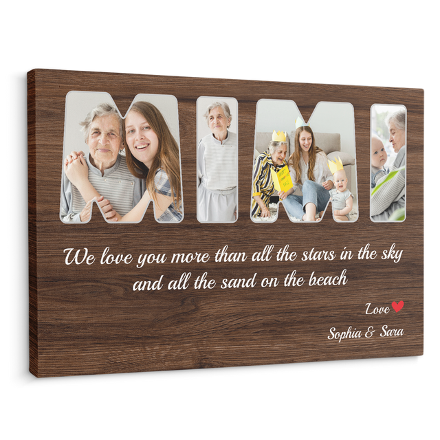 MiMi Custom Photo - Customizable Dark Wood Background Canvas