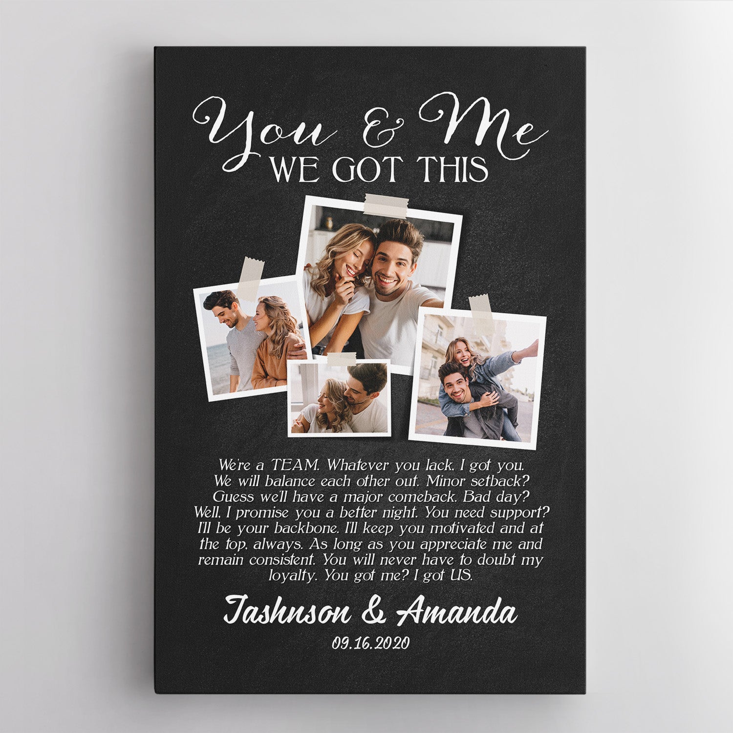 You And Me We Got This, Custom Photo And Text Canvas Art Print