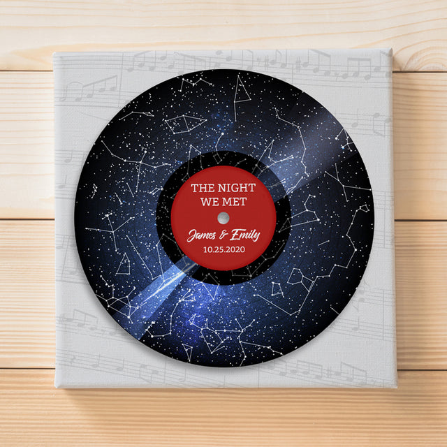 The Night We Meet, Custom Star Map, Personalized Night Sky, CD Player Canvas Wall Art
