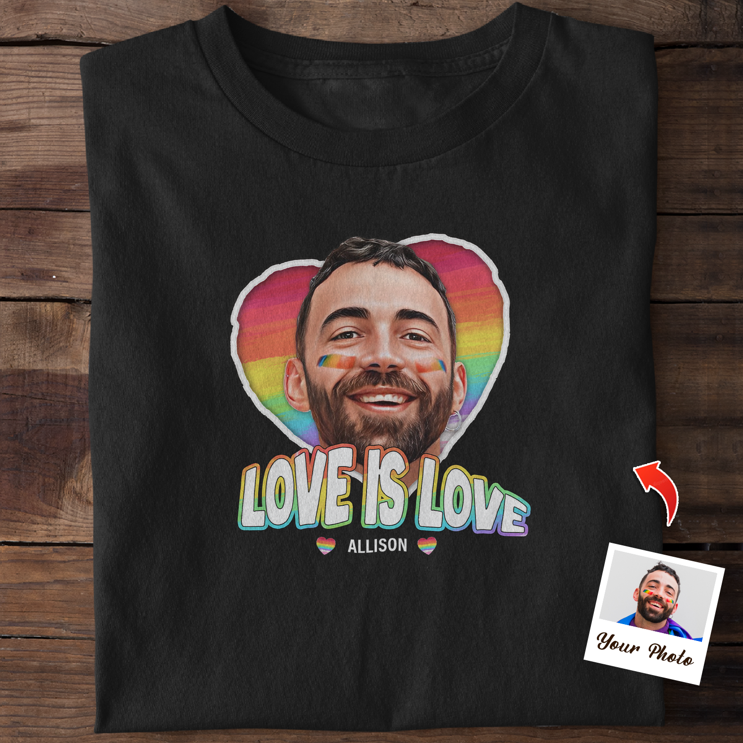 Gift For LGBT Couple, Custom Portrait From Photo, Love Is Love, Personalized Name And Text, Tshirt