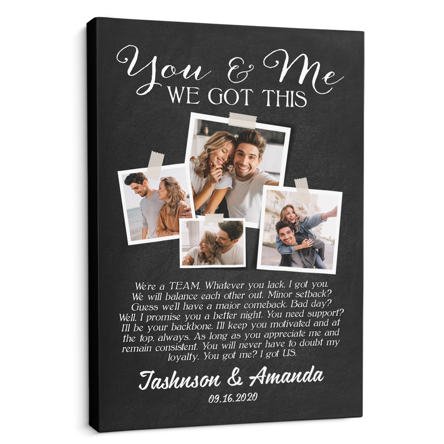 You And Me We Got This, Custom Photo And Text Canvas Art Print