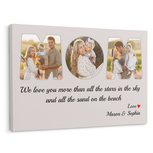 Mom Custom Photo - Customizable Light Grey Background Canvas