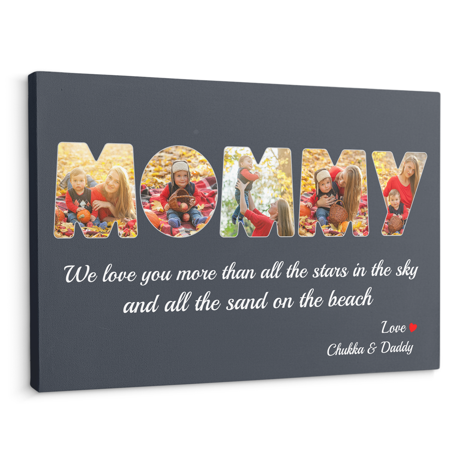 Mommy Custom Photo - Customizable Navy Vintage Background Canvas