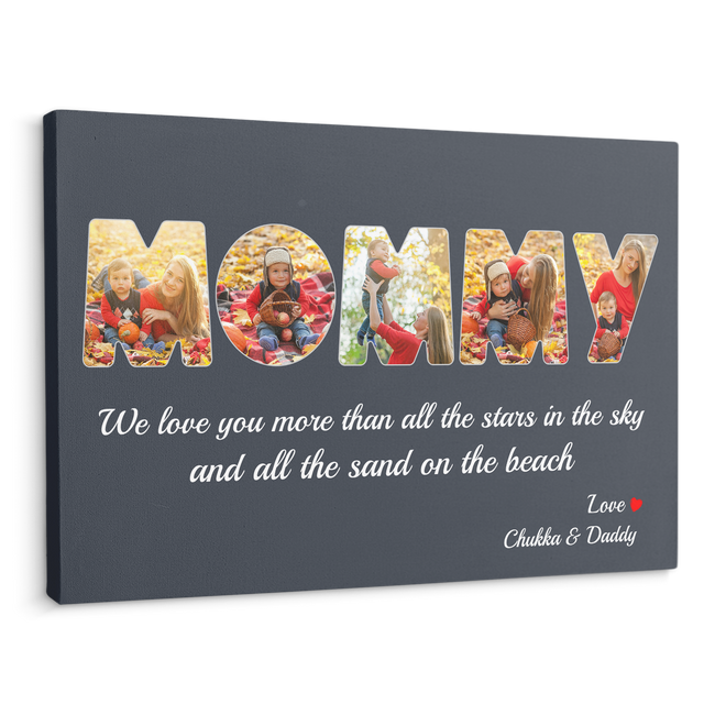 Mommy Custom Photo - Customizable Navy Vintage Background Canvas