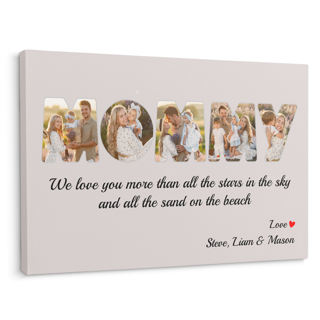 Mommy Custom Photo - Customizable Light Grey Background Canvas