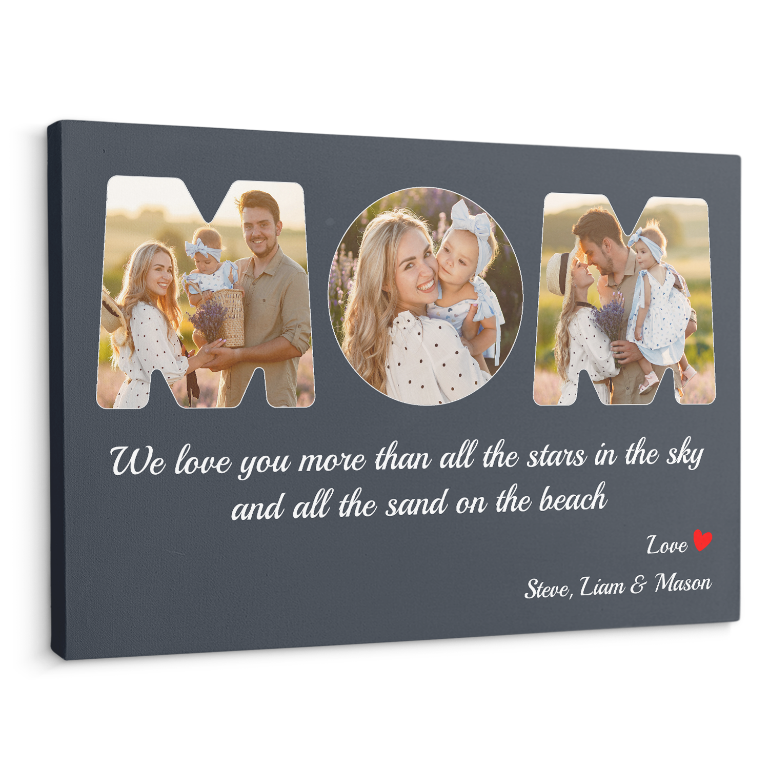 Mom Custom Photo - Customizable Vintage Navy Background Canvas