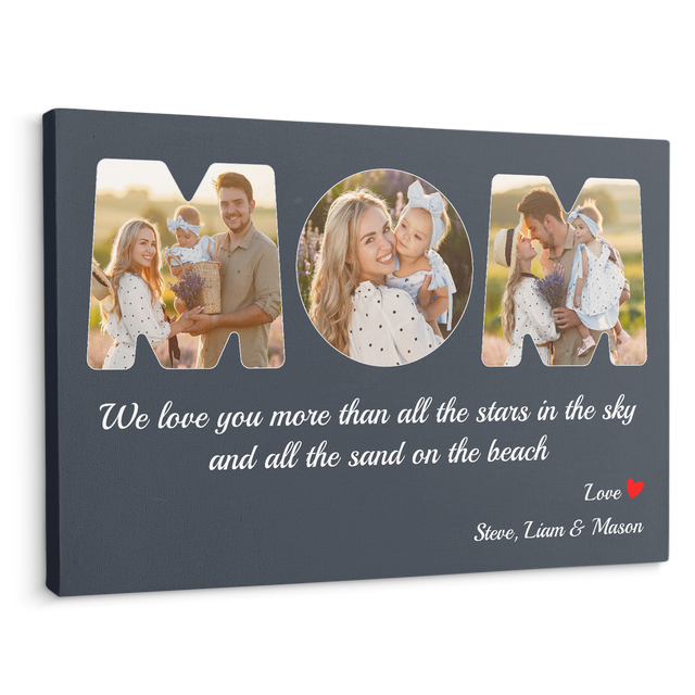 Mom Custom Photo - Customizable Vintage Navy Background Canvas