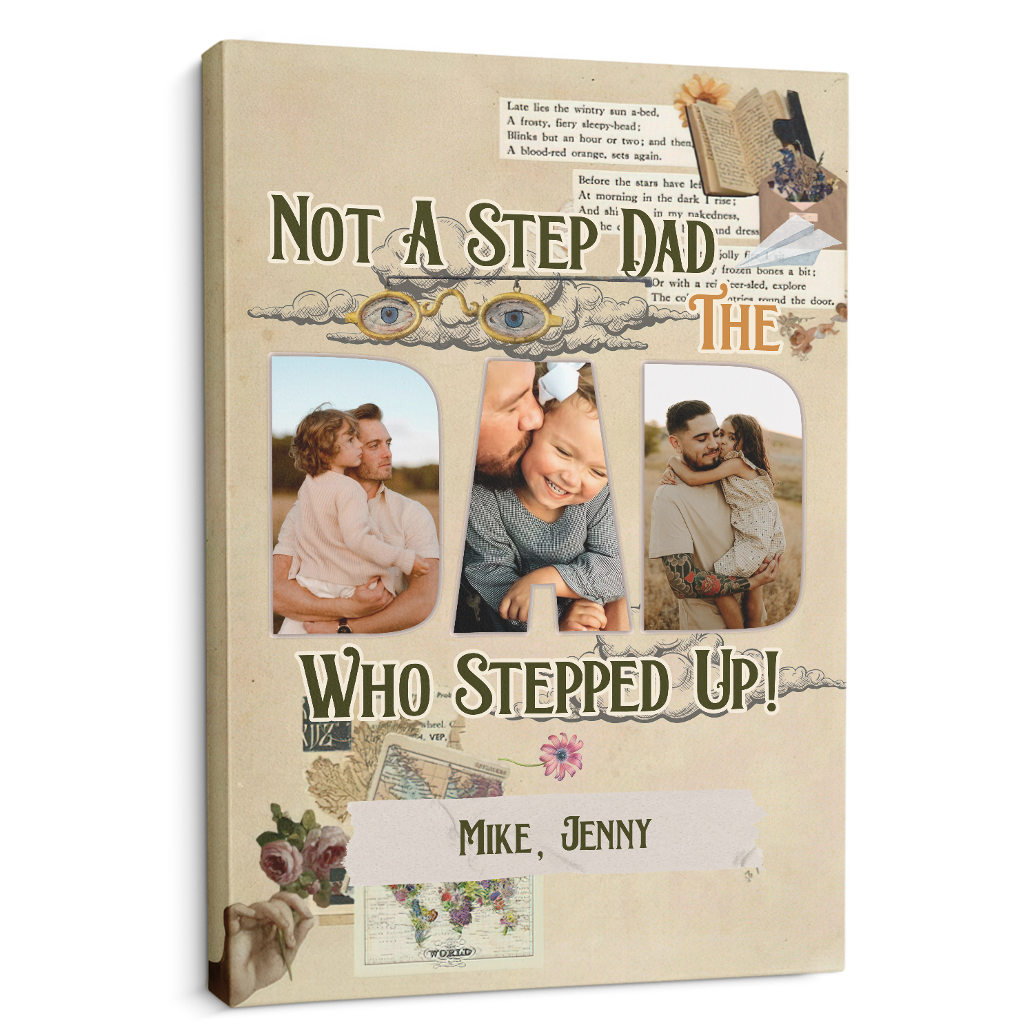 Not A Step Dad, Who Stepped Up, Custom Photo, Canvas Wall Art