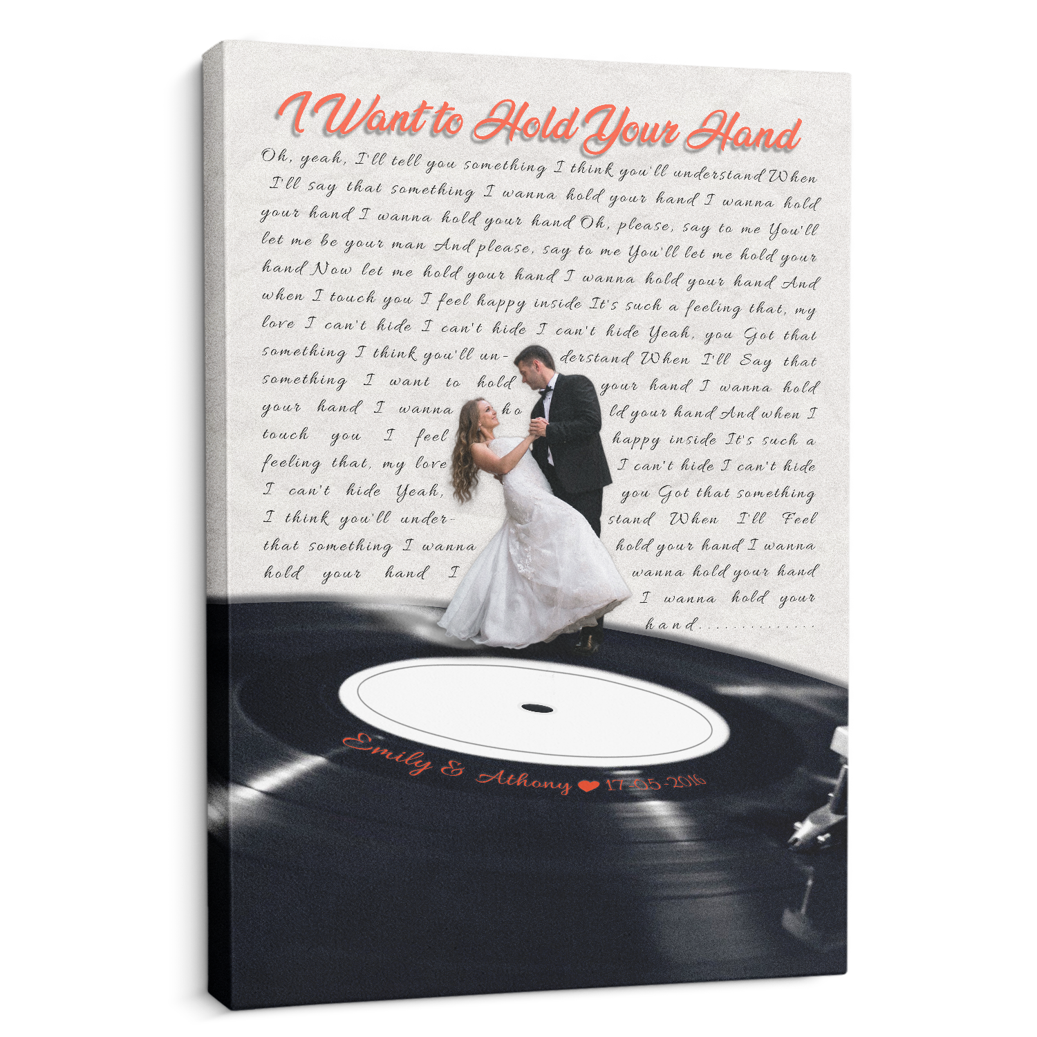 Custom Song Lyrics & Photo, Vinyl Record Canvas Art