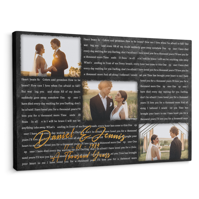 Custom Photo Name Date, Song Lyrics Landscape Canvas