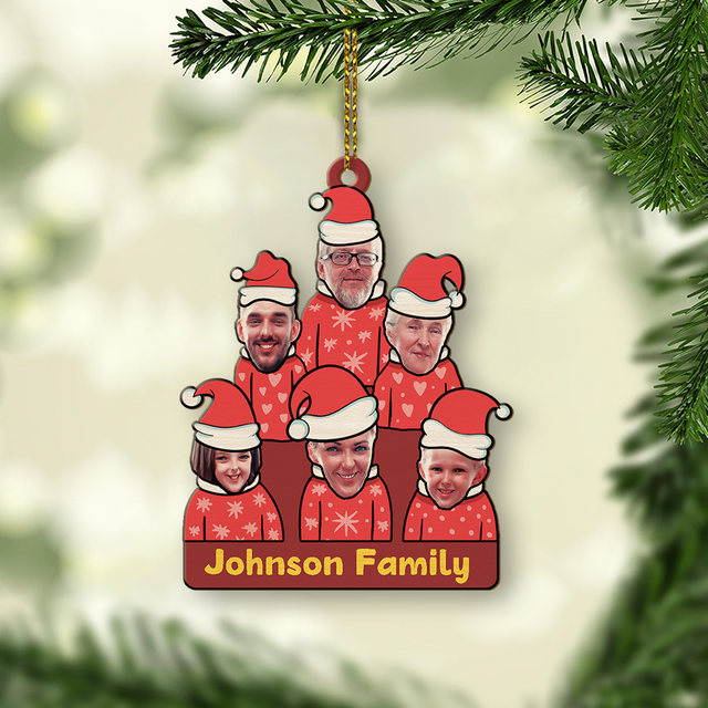 Face From Photo, Family Name, Marry Christmas, Christmas Shape Ornament 2 Sides