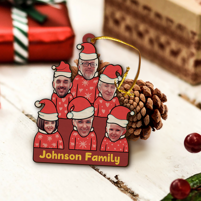 Face From Photo, Family Name, Marry Christmas, Christmas Shape Ornament 2 Sides
