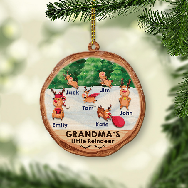 Family Name, Christmas Little Reindeer, Christmas Shape Ornament 2 Sides
