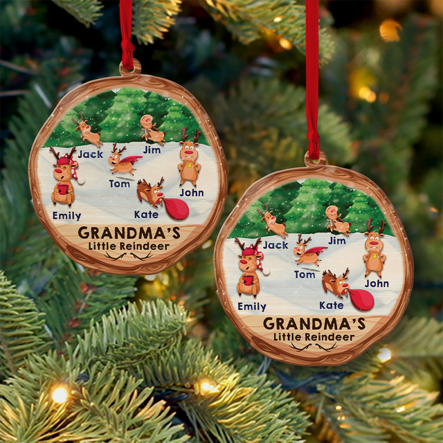 Family Name, Christmas Little Reindeer, Christmas Shape Ornament 2 Sides