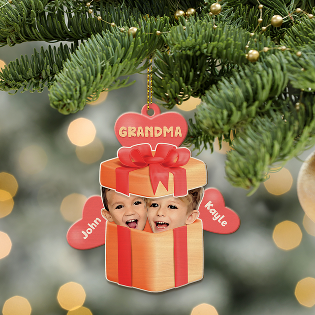 Custom Face From Photo, Christmas Gift Box, Christmas Shape Ornament 2 Sides