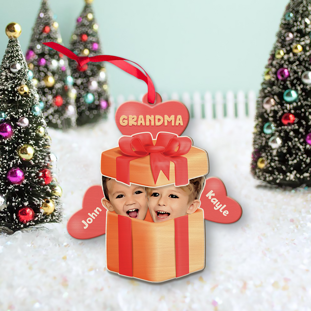 Custom Face From Photo, Christmas Gift Box, Christmas Shape Ornament 2 Sides