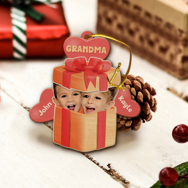 Custom Face From Photo, Christmas Gift Box, Christmas Shape Ornament 2 Sides