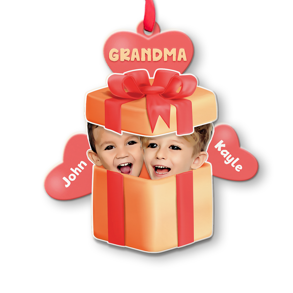 Custom Face From Photo, Christmas Gift Box, Christmas Shape Ornament 2 Sides
