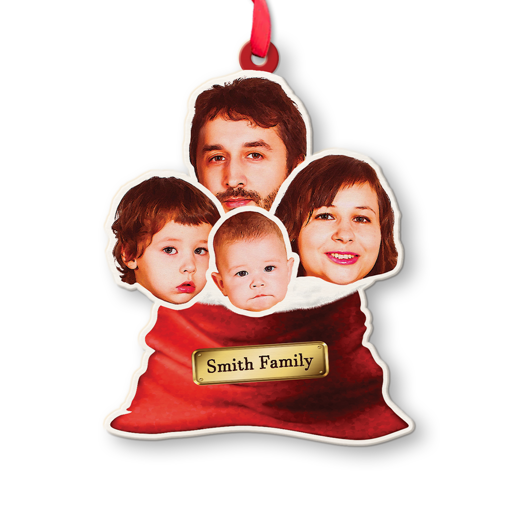 Face From Photo, Family Name, Christmas Gift, Christmas Shape Ornament 2 Sides