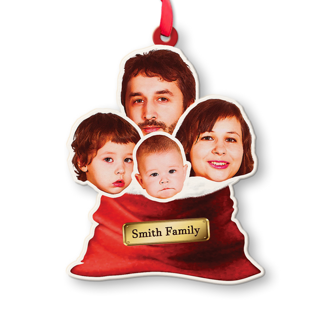 Face From Photo, Family Name, Christmas Gift, Christmas Shape Ornament 2 Sides