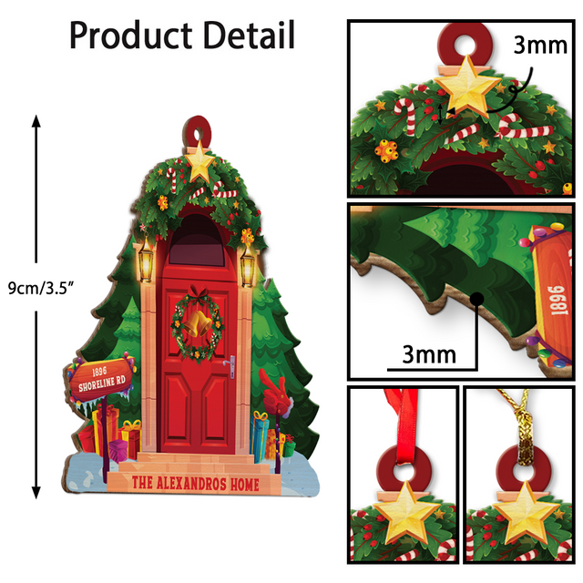 Custom Christmas Door, Christmas Shape Ornament 2 Sides