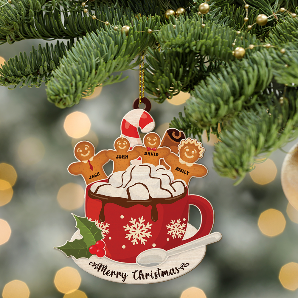 Family Name, Christmas Cup, Christmas Shape Ornament 2 Sides