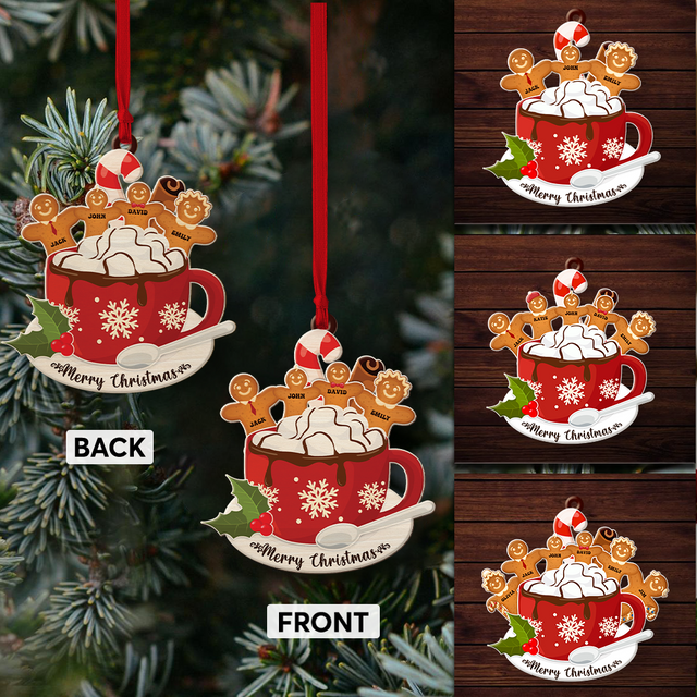 Family Name, Christmas Cup, Christmas Shape Ornament 2 Sides