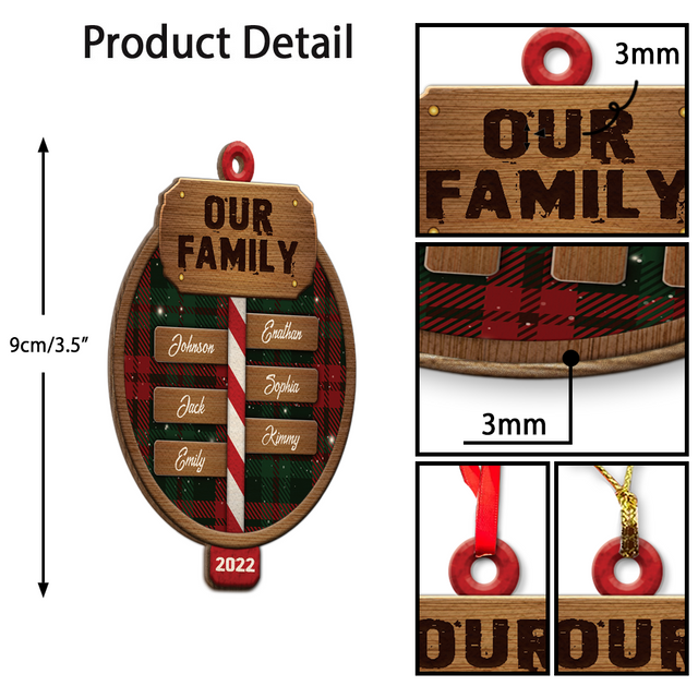 Customized Family Name Signpost Ornament, Christmas Shape Ornament 2 Sides