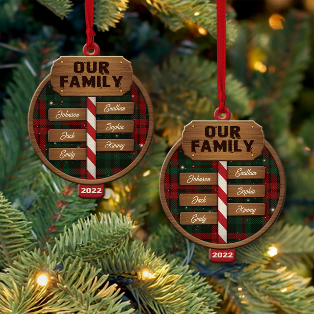 Customized Family Name Signpost Ornament, Christmas Shape Ornament 2 Sides