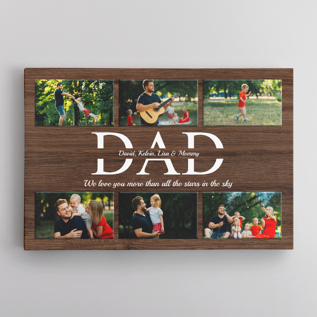 Dad Custom Text and Photo - Personalized Light Grey Background Canvas
