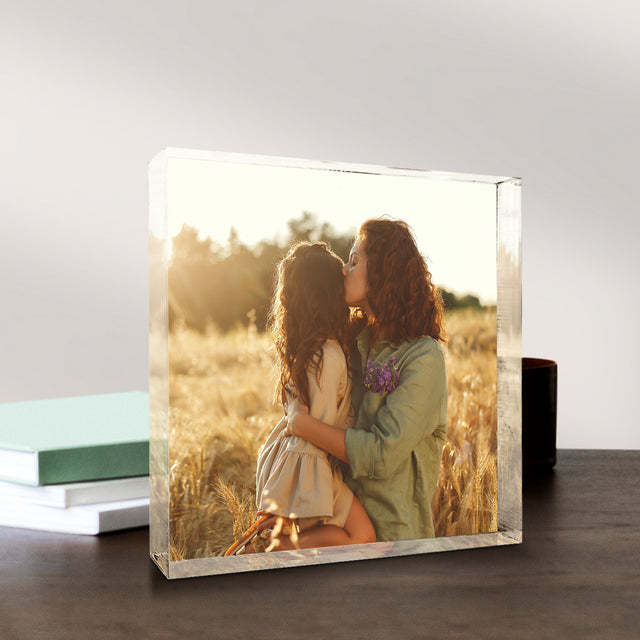 Custom Square Acrylic Plaque, One Photo Uploaded