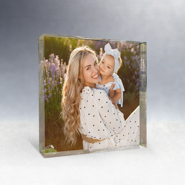 Custom Square Acrylic Plaque, One Photo Uploaded