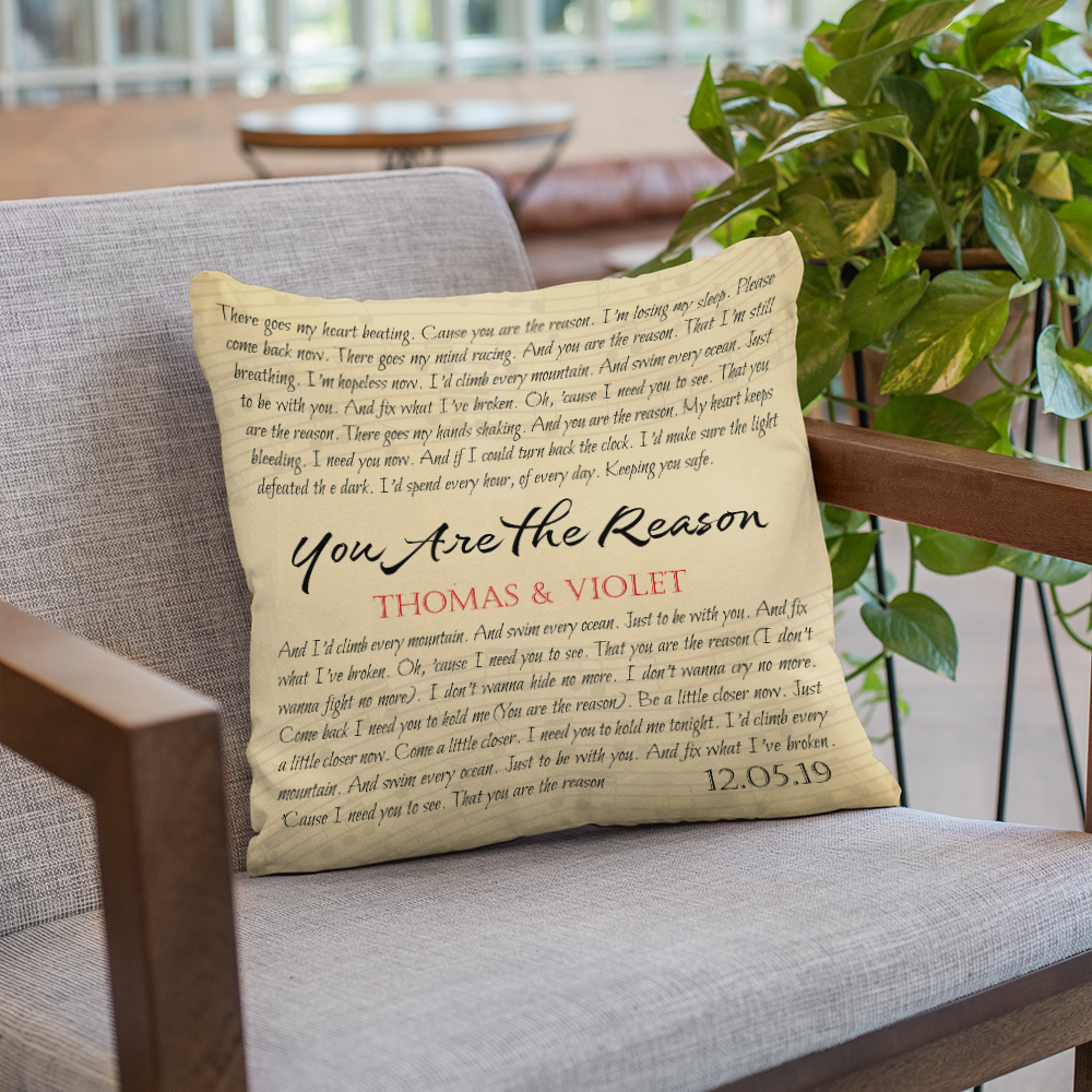Custom Song Lyrics, Personalized Name, Date Pillow