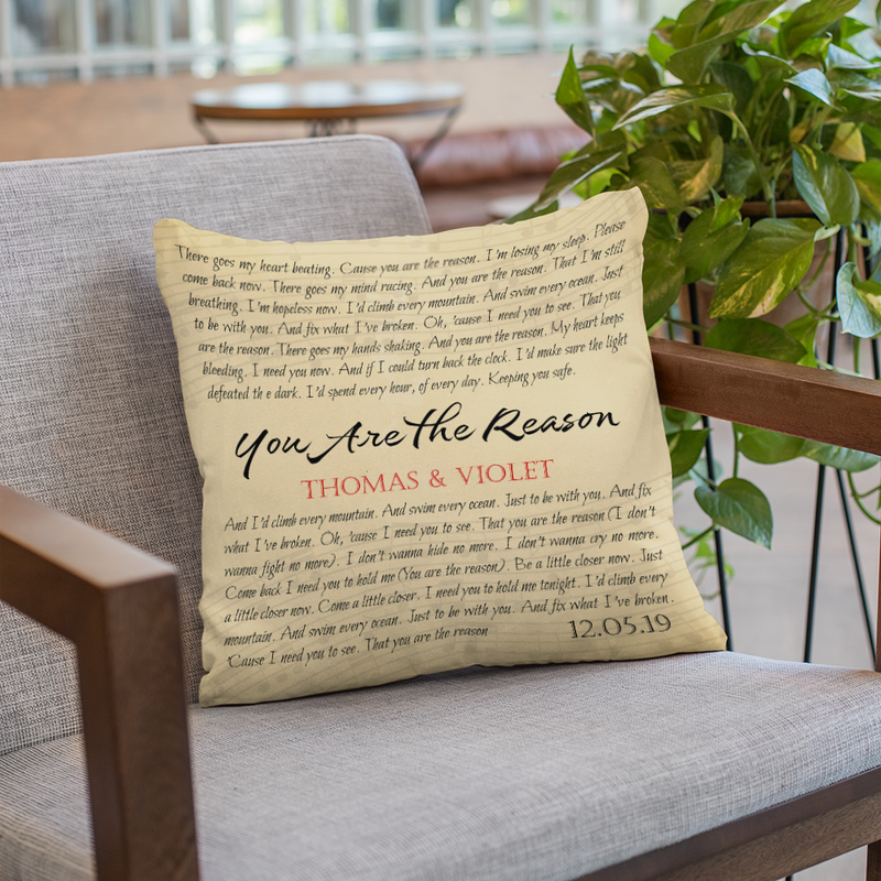 Custom Song Lyrics Pillow For Couples