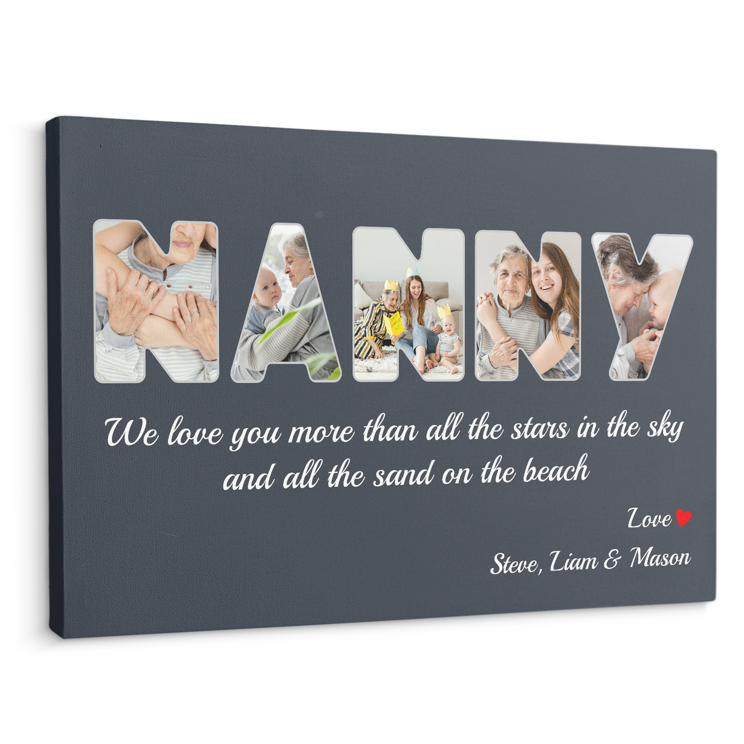 Nanny Custom Photo - Customizable Name And Text Canvas Wall Art