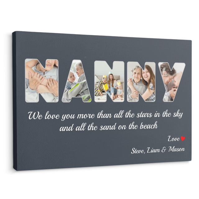 Nanny Custom Photo - Customizable Name And Text Canvas Wall Art