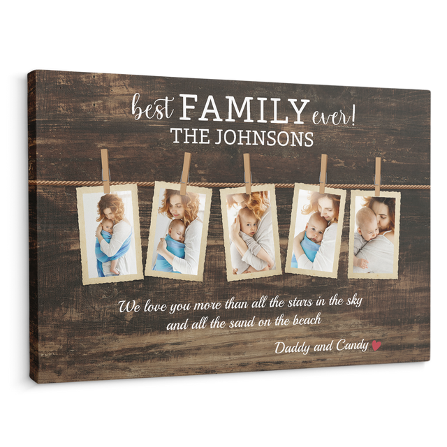 Best Family Ever, Custom Photo, Customizable Family Name And Text Canvas Wall Art