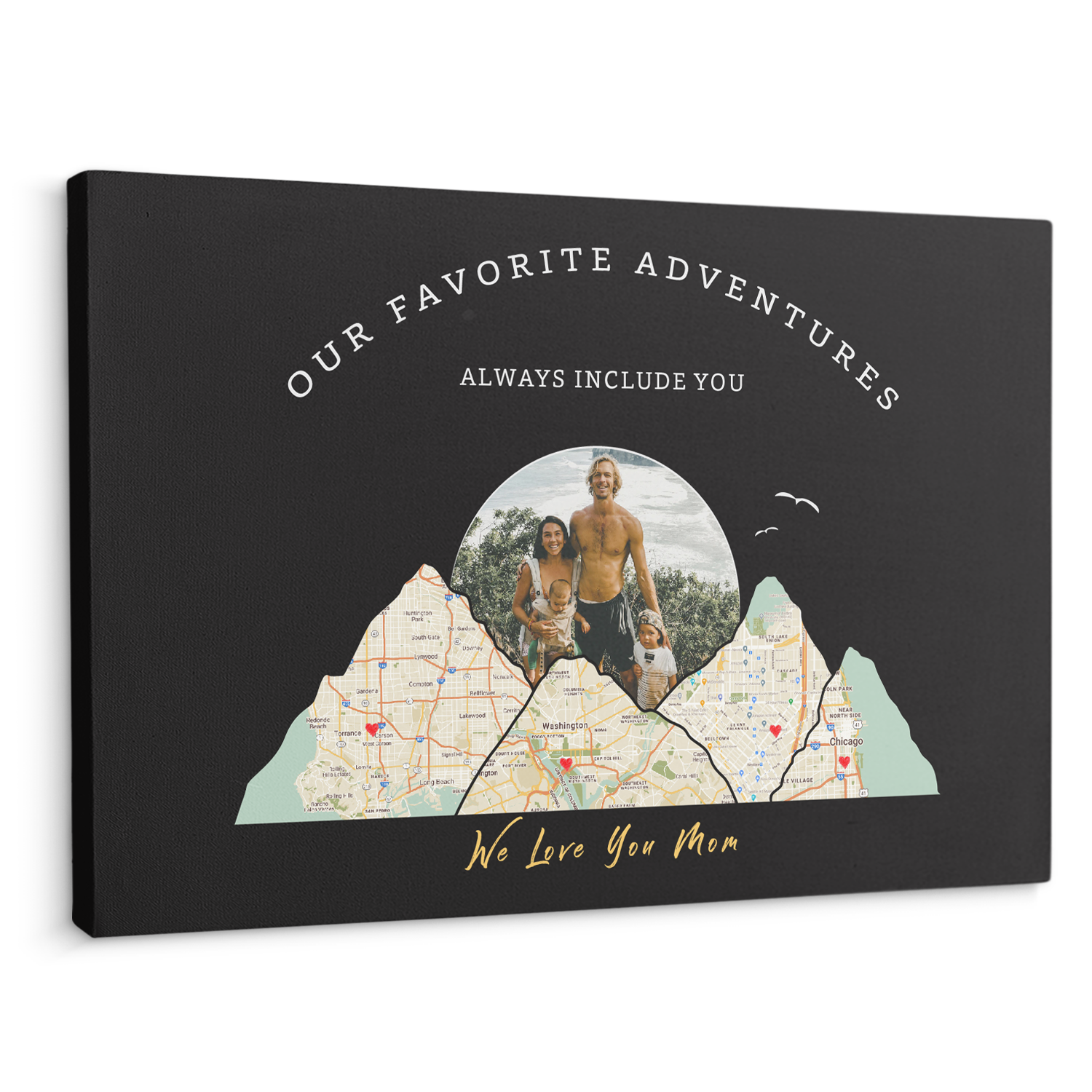 Our Favorite Adventures Always Include You, Custom Travel Map, Customizable Map Print And Photo, Canvas Wall Art