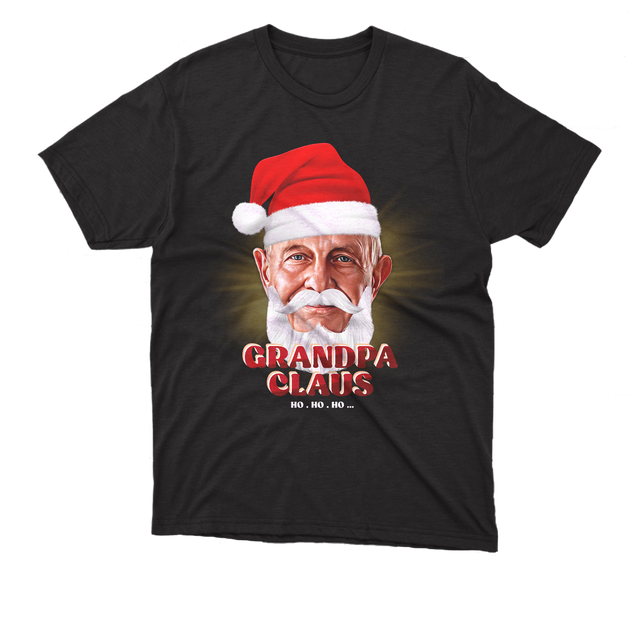 Custom Portrait From Photo, Grandpa Claus, Personalized Name And Text, Christmas T-Shirts