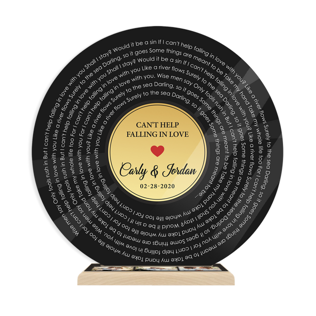 Custom Song Lyrics & Upload Photos Gold, Acrylic Record