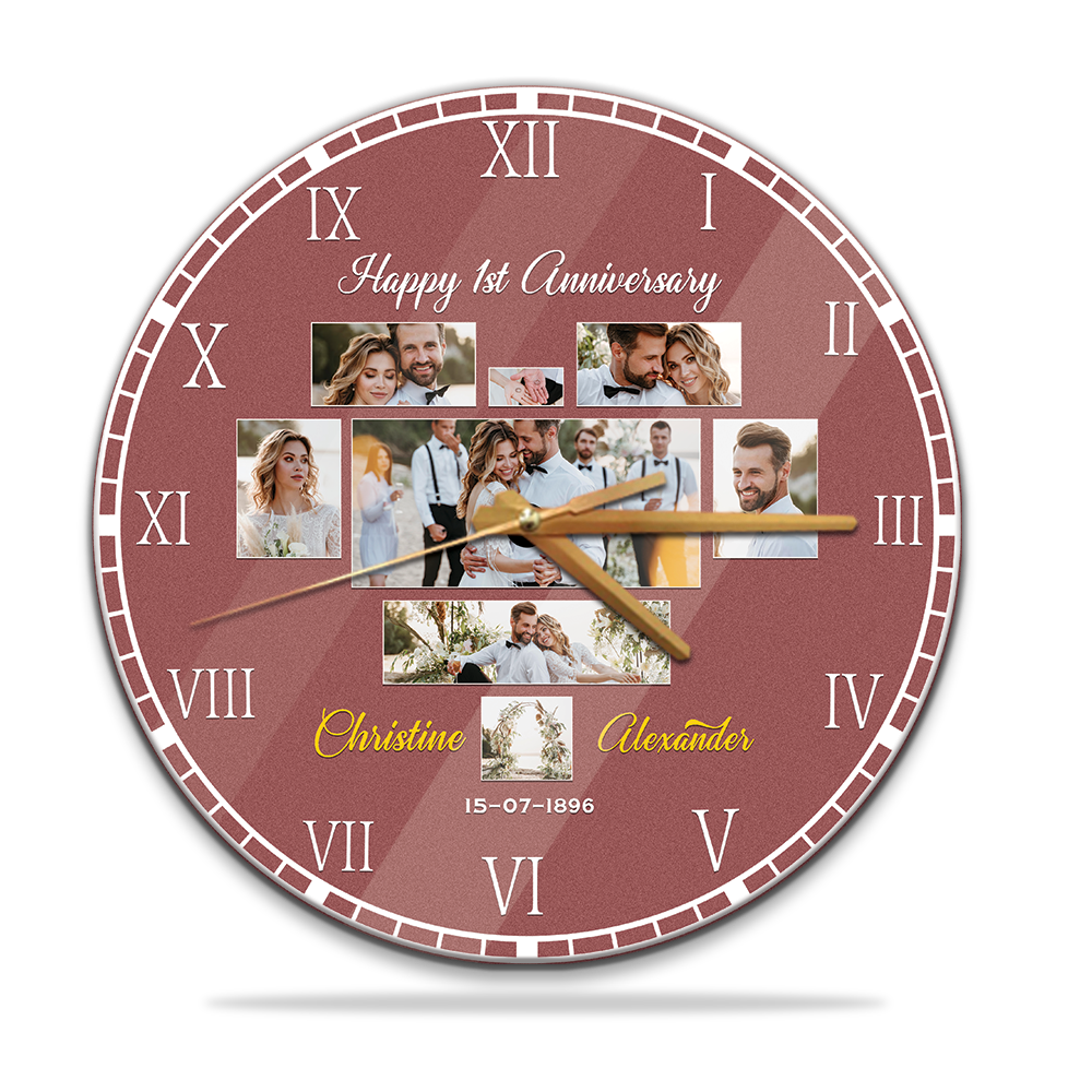 Custom Happy 1st Anniversary, Wall Clock