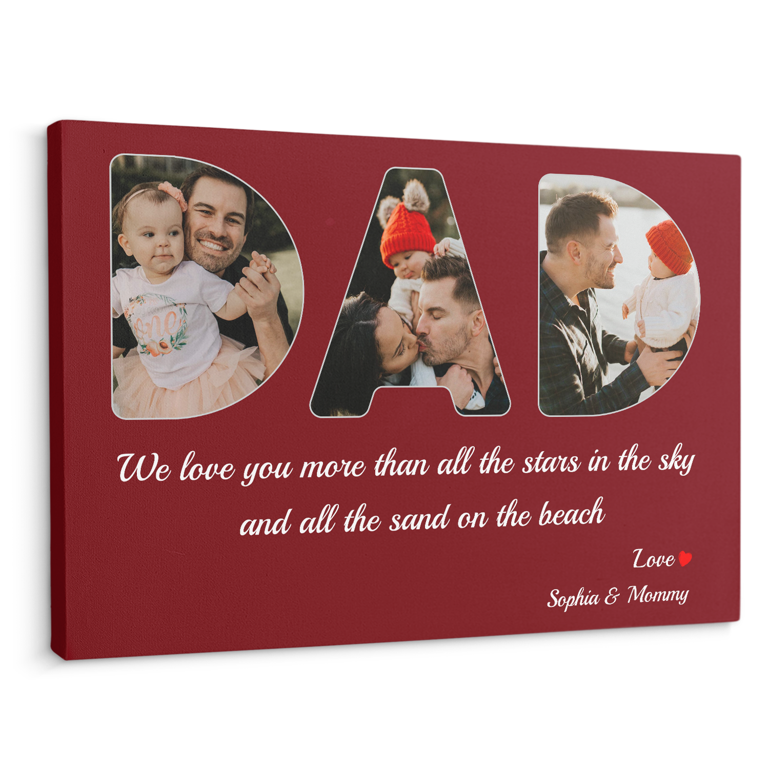 Dad Custom Photo - Customizable Red Berry Background Canvas