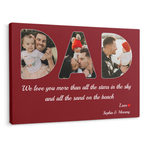 Dad Custom Photo - Customizable Red Berry Background Canvas